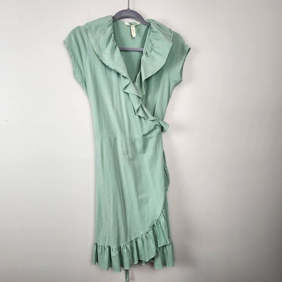 Matilda Jane Light As Air wrap dress sz S   sage green ruffles Happy and Free - Picture 1 of 7
